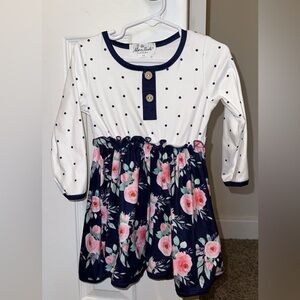 Marie Nicole White, Navy, Pink floral dress